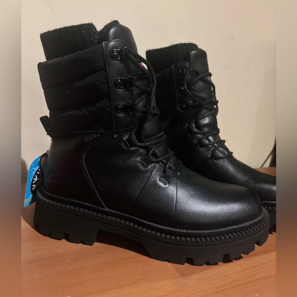 Ozark Trail Women's Waterproof Genuine Leather Snow Boots Black US 8